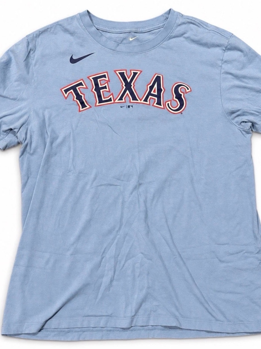 Nike Mens Texas Rangers MLB Short Sleeve T-Shirt Baby Blue Size Large